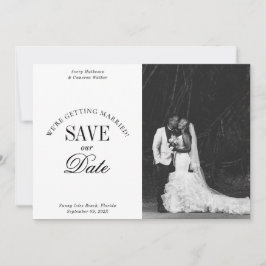 Black and White Elegant Save the Date Card セーブザデート