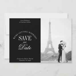 Black and White Elegant Save the Date Card セーブザデート