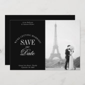 Black and White Elegant Save the Date Card セーブザデート (正面/裏面)