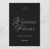 Black and White Elegant Script Wedding Favors Sign 招待状 (正面)