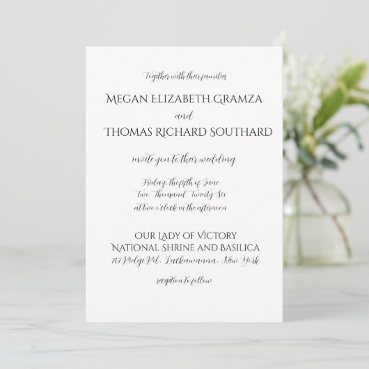 Black and White Elegant Simplicity Wedding Invite 招待状 (スタンド正面)
