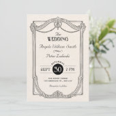 Black and white elegant Vintage gothic wedding 招待状 (スタンド正面)