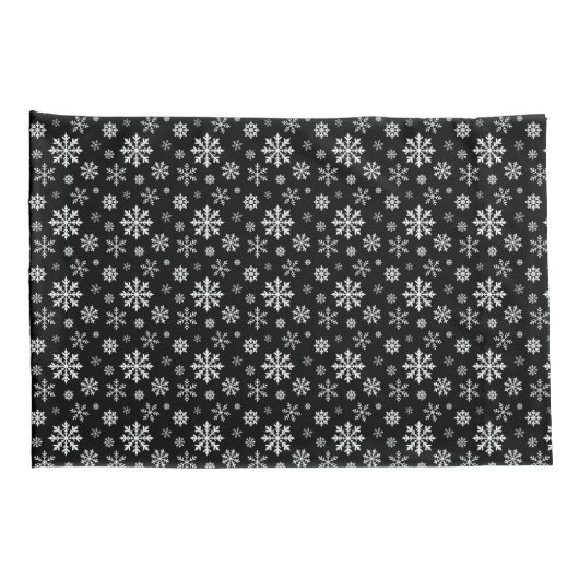 Black And White Elegant Winter Snowflake Pattern 枕カバー (裏面-右)