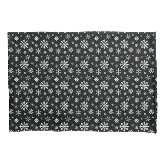 Black And White Elegant Winter Snowflake Pattern 枕カバー (正面左)
