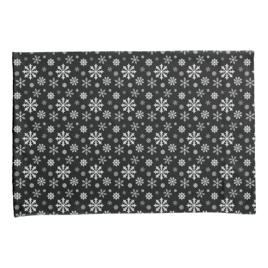Black And White Elegant Winter Snowflake Pattern 枕カバー (正面右)