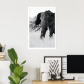 Black and White Elephant Print - Minimalist ポスター (ホームオフィス)