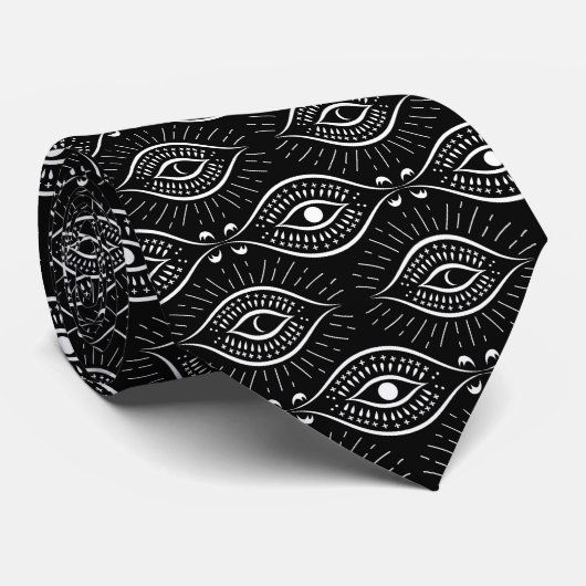 Black and white evil eye pattern ネクタイ (ロール)