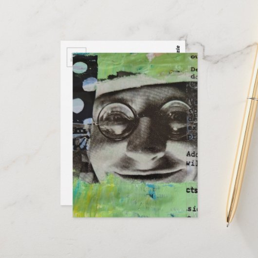 Black and White Face With Polka Dots Letters ポストカード (正面/裏面インサイチュ)