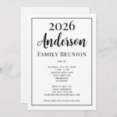 Black and White Family Reunion Modern Simple 招待状 (正面/裏面)