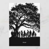 Black and White Family Reunion Simple Modern Tree  招待状 (裏面)