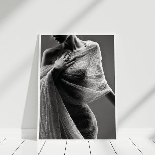 Black and White Fashion Model Poster ポスター