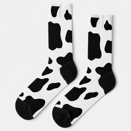 Black and white Faux Cowhide  ソックス (左)