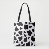 Black and white Faux Cowhide  トートバッグ (正面)