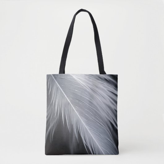 Black and White Feather Design Tote Bag トートバッグ (正面)