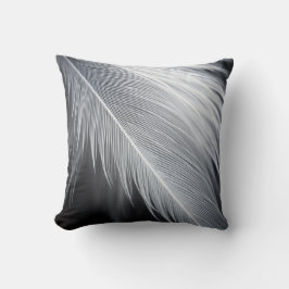 Black and White Feather  Throw Pillow クッション