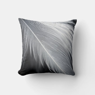 Black and White Feather  Throw Pillow クッション