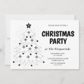 Black and White Festive Tree Christmas Party 招待状 (正面)