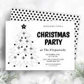 Black and White Festive Tree Christmas Party 招待状
