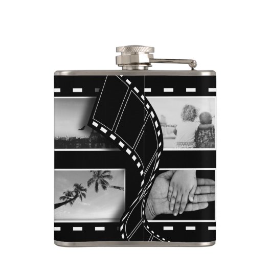 Black and White Film Reel Custom Photo フラスク (裏面)