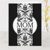 Black and White Fleur de lis Mother's Day  カード (黄色い花)