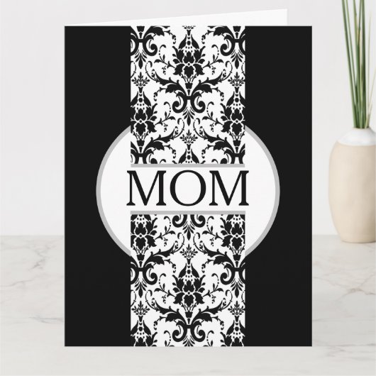 Black and White Fleur de lis Mother's Day  カード (正面)