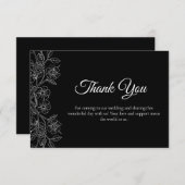 Black and White Floral サンキューカード (正面/裏面)