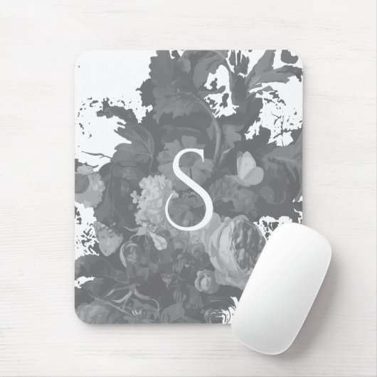 Black and White Floral Artistic Personalized Gift マウスパッド (マウス)