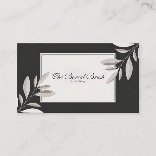 Black and White Floral Elegant Geometric 名刺 (正面)