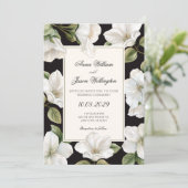 Black and white Floral elegant wedding 招待状 (スタンド正面)
