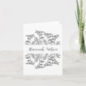 Black and White Floral Folded Thank You Note Cards サンキューカード (正面)