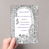 Black and White Floral Garden Door Wedding アクリル招待状 (インサイチュ (ポータブル))