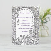 Black and White Floral Garden Door Wedding 招待状 (スタンド正面)