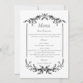 Black and White Floral Line Art 招待状 (正面)