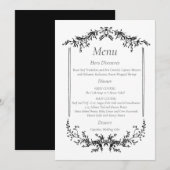 Black and White Floral Line Art 招待状 (正面/裏面)