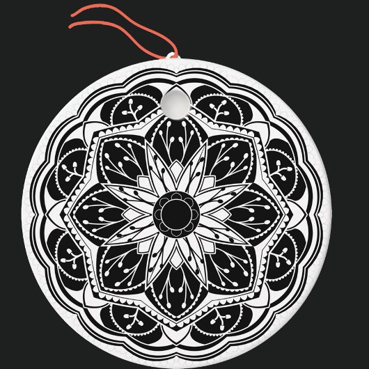 Black and white floral mandala  フェイバータグ