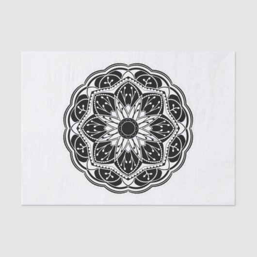 Black and white floral mandala 薄葉紙 (正面)