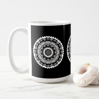 Black And White Floral Mandala Mug コーヒーマグカップ
