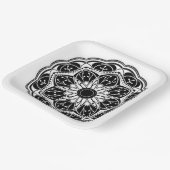 Black and white floral mandala square ペーパープレート (傾斜あり)