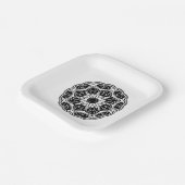  Black and white floral mandala square ペーパープレート (傾斜あり)