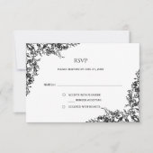 Black and White Floral Minimalist RSVP | (正面)