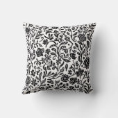 Black and White Floral Pattern Accent クッション (裏面)