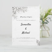 Black and White Floral Photo Wedding Invitation |  招待状 (スタンド正面)