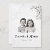 Black and White Floral Photo Wedding Invitation |  招待状 (裏面)