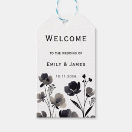 Black and White Floral Wedding ギフトタグ