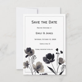 Black and White Floral Wedding セーブザデート