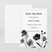 Black and White Floral Wedding セーブザデート (正面/裏面)