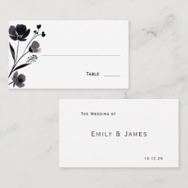 Black and White Floral Wedding プレイスカード