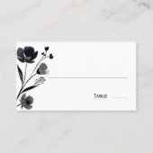 Black and White Floral Wedding プレイスカード (正面)