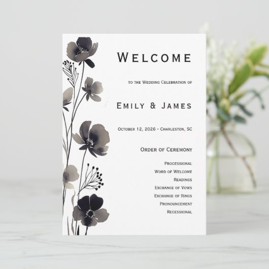 Black and White Floral Wedding プログラム (スタンド正面)