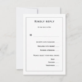 Black and White Floral Wedding 出欠カード